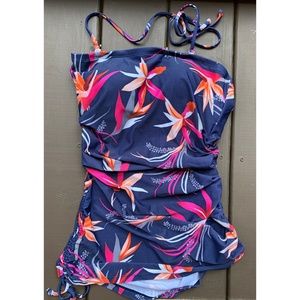 Hapari Swim Dress Top, Navy Floral, size 8-10 Med